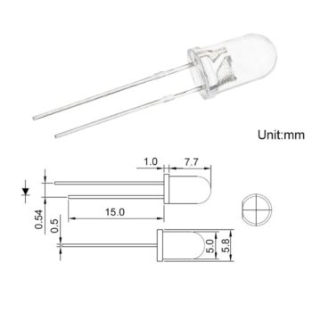 5mm Blue LED Diode Lights (Clear Round Transparent DC 3V 20mA) Super Bright Lighting Bulb Lamps - Image 2