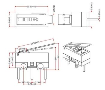 AC 1A 125V 3Pin SPDT Limit Micro Switch Long Hinge Lever CYT1073